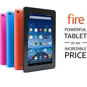 Fire Tablet 7" Display, Black - (5th Generation) with Purple Case